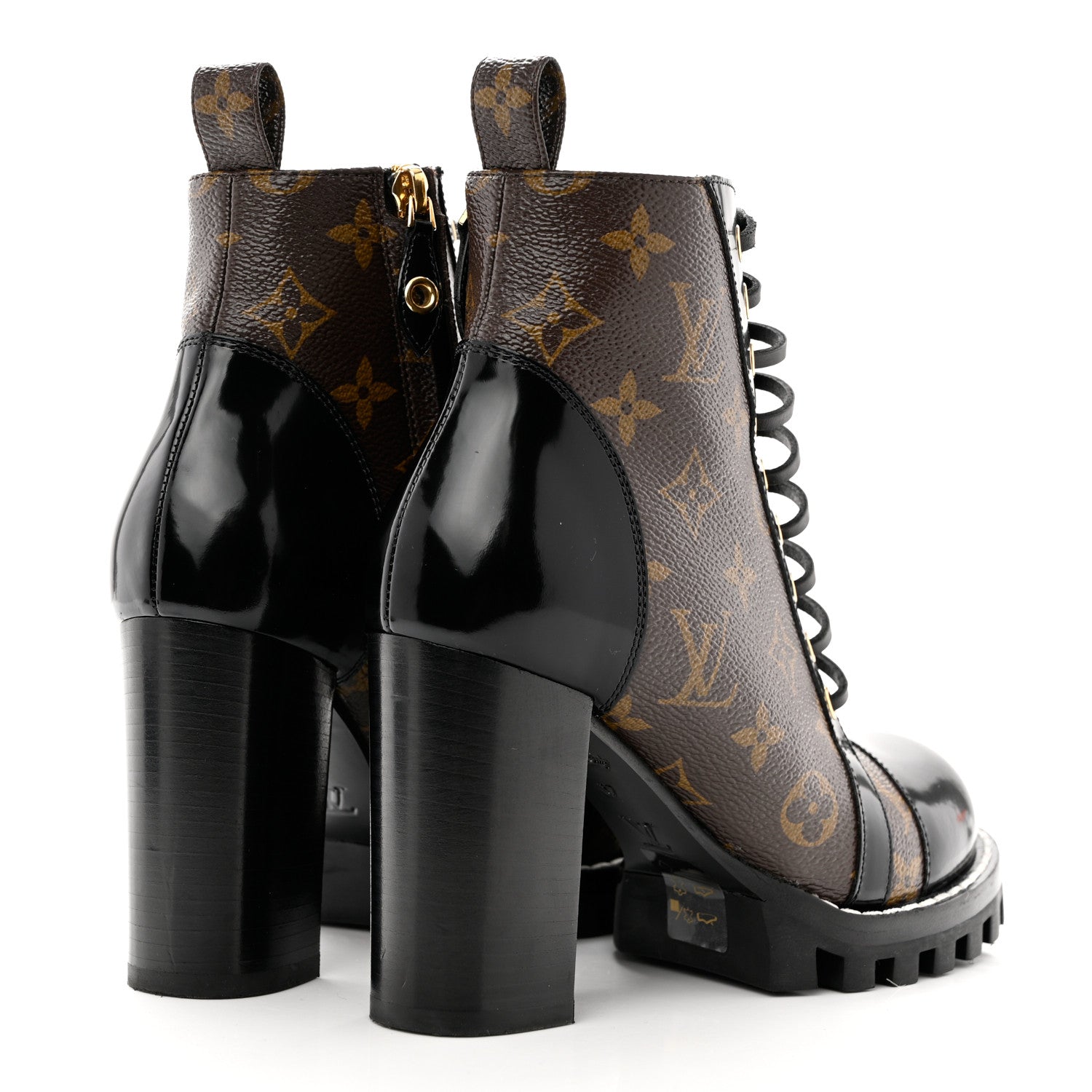 Louis Vuitton Patent Calfskin Monogram Star Trail Ankle Boots 37 Black 4 of 10