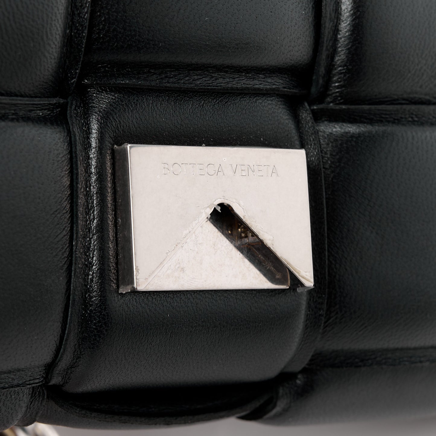 Lambskin Maxi Intreccio Padded Chain Cassette Crossbody Bag Black