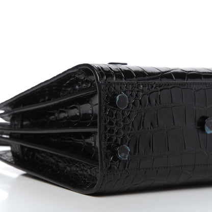 Saint Laurent Calfskin Crocodile Embossed Nano Sac De Jour Black 6 of 9