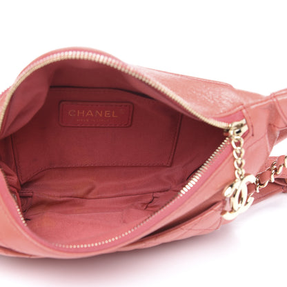 Chanel Crumpled Glazed Lambskin Quilted Waist Bag Fanny Pack Pink 5 of 14