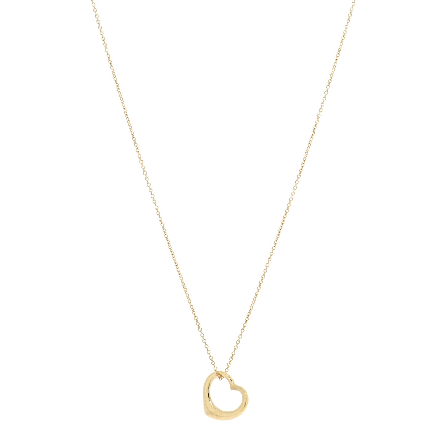 18K Yellow Gold 16mm Elsa Peretti Open Heart Pendant Necklace