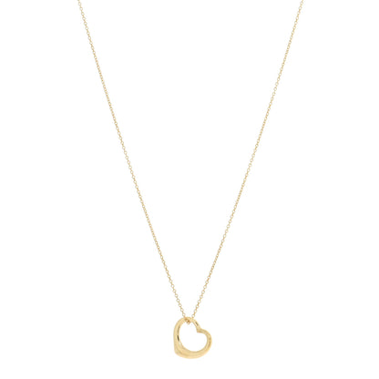 Tiffany 18K Yellow Gold 16mm Elsa Peretti Open Heart Pendant Necklace 1 of 5