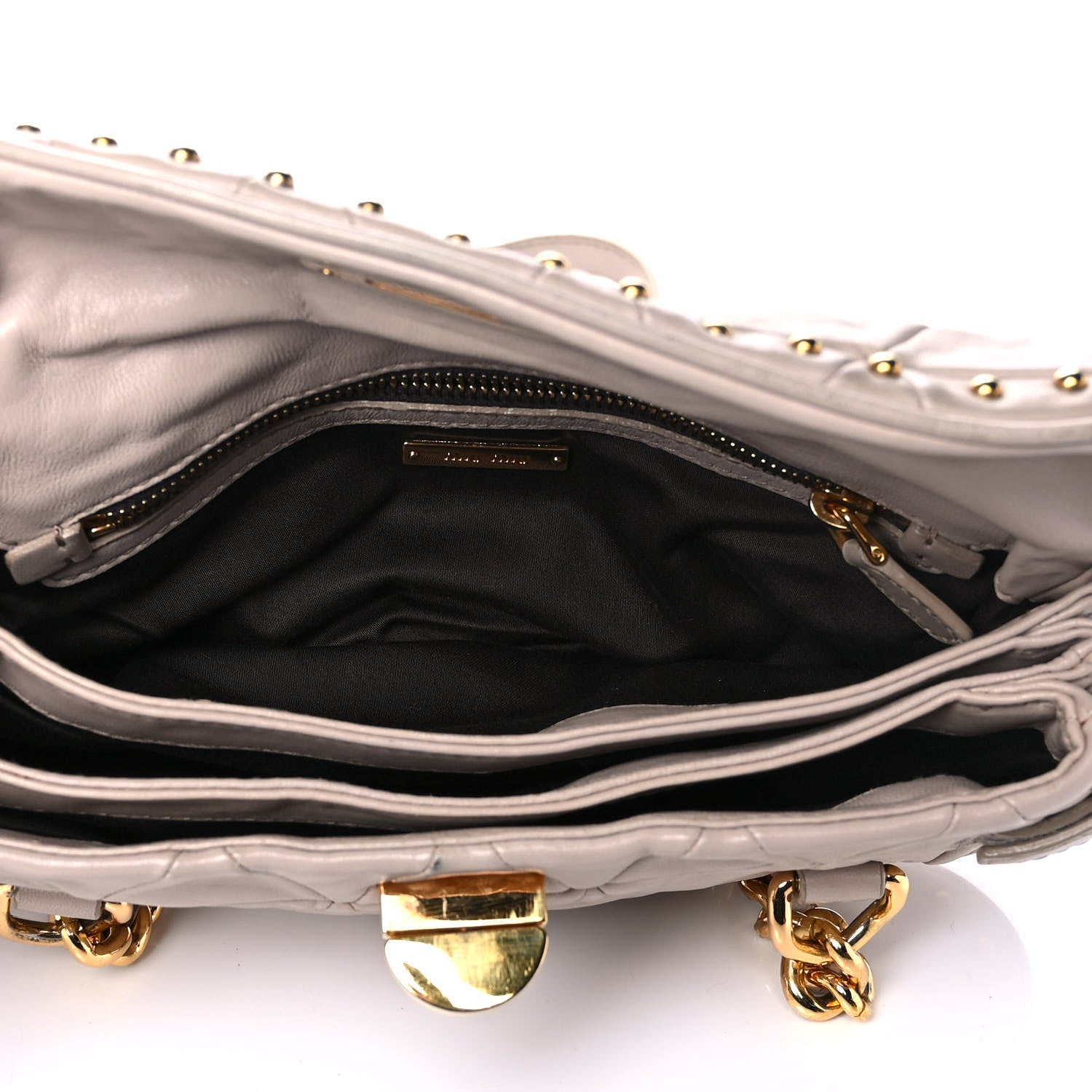 Miu Miu Nappa Quilted Studded Shoulder Bag Calce 4 of 9