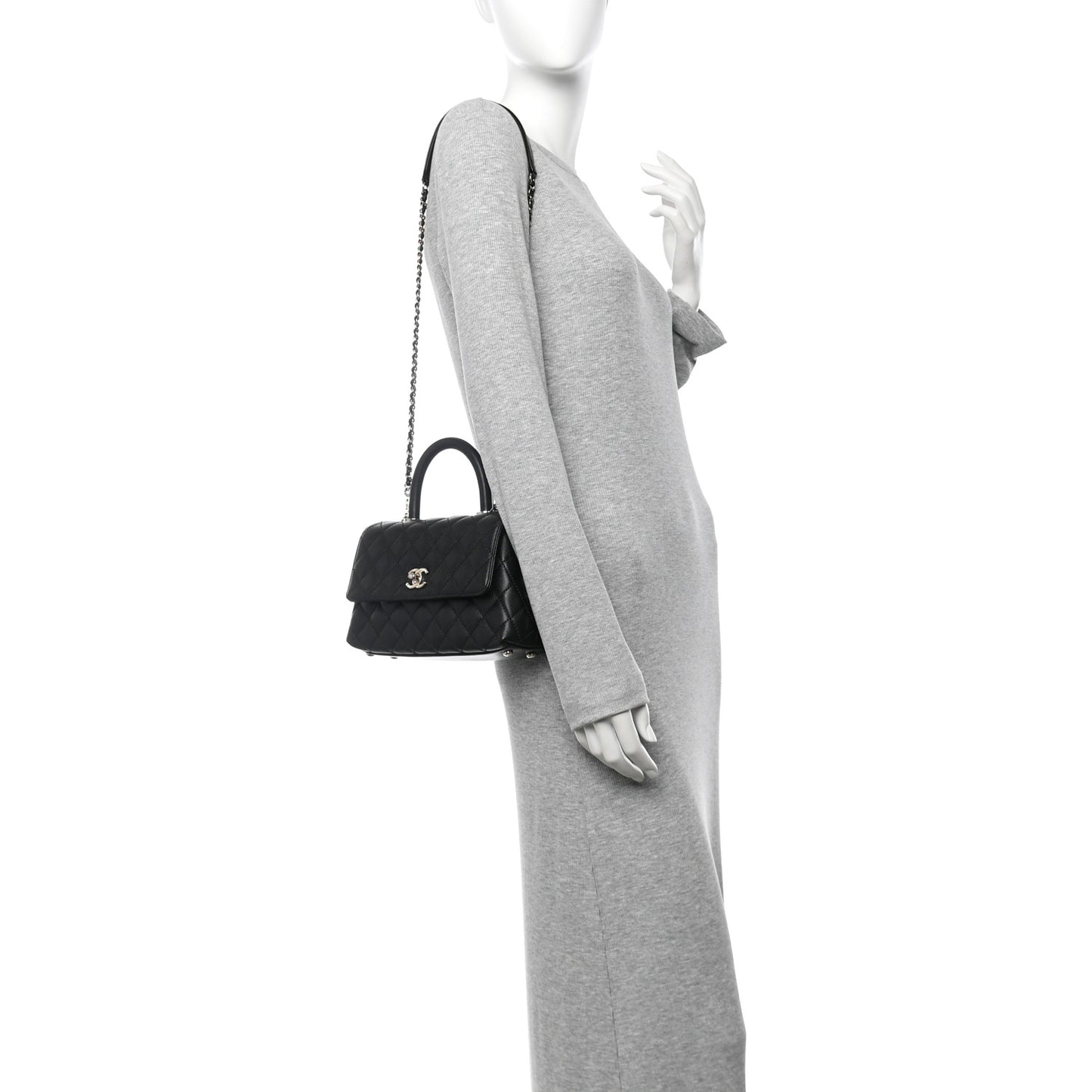 Caviar Quilted Mini Coco Handle Flap Black
