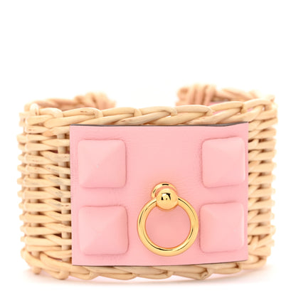 Hermes Wicker Swift Medor Picnic Cuff Bracelet T2 Rose Sakura 1 of 8
