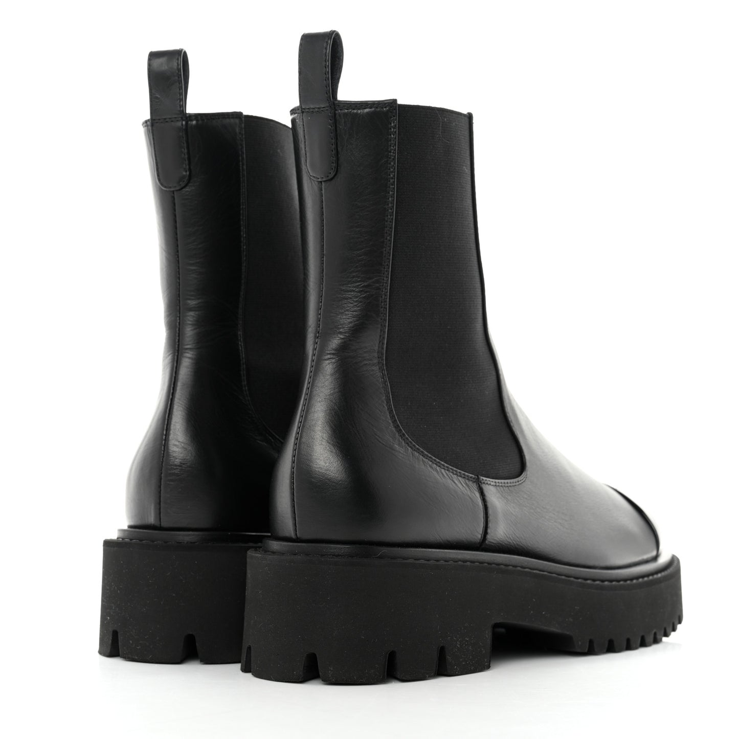 Crumpled Calfskin Patent Cap Toe Short Boots 39 Black