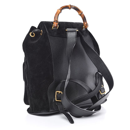 Gucci Suede Bamboo Backpack Black 3 of 13