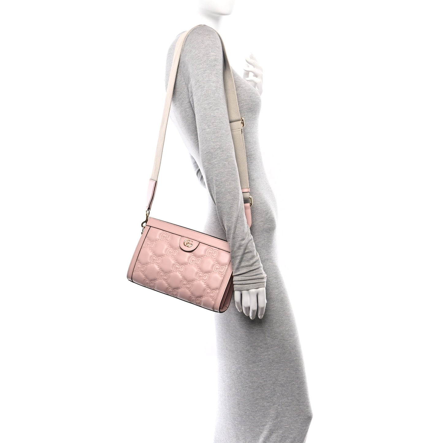 Calfskin GG Matelasse Small Slim Chain Shoulder Bag Perfect Pink Natural