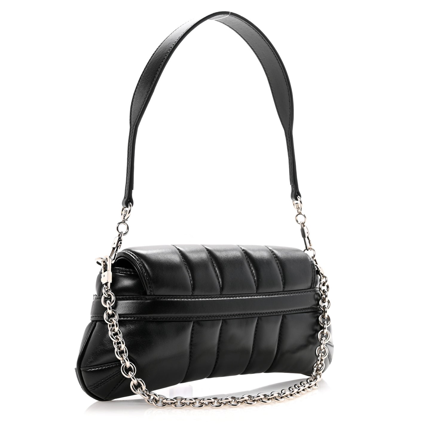 Nappa Vertical Matelasse Small Maxi Horsebit Chain Shoulder Bag Black