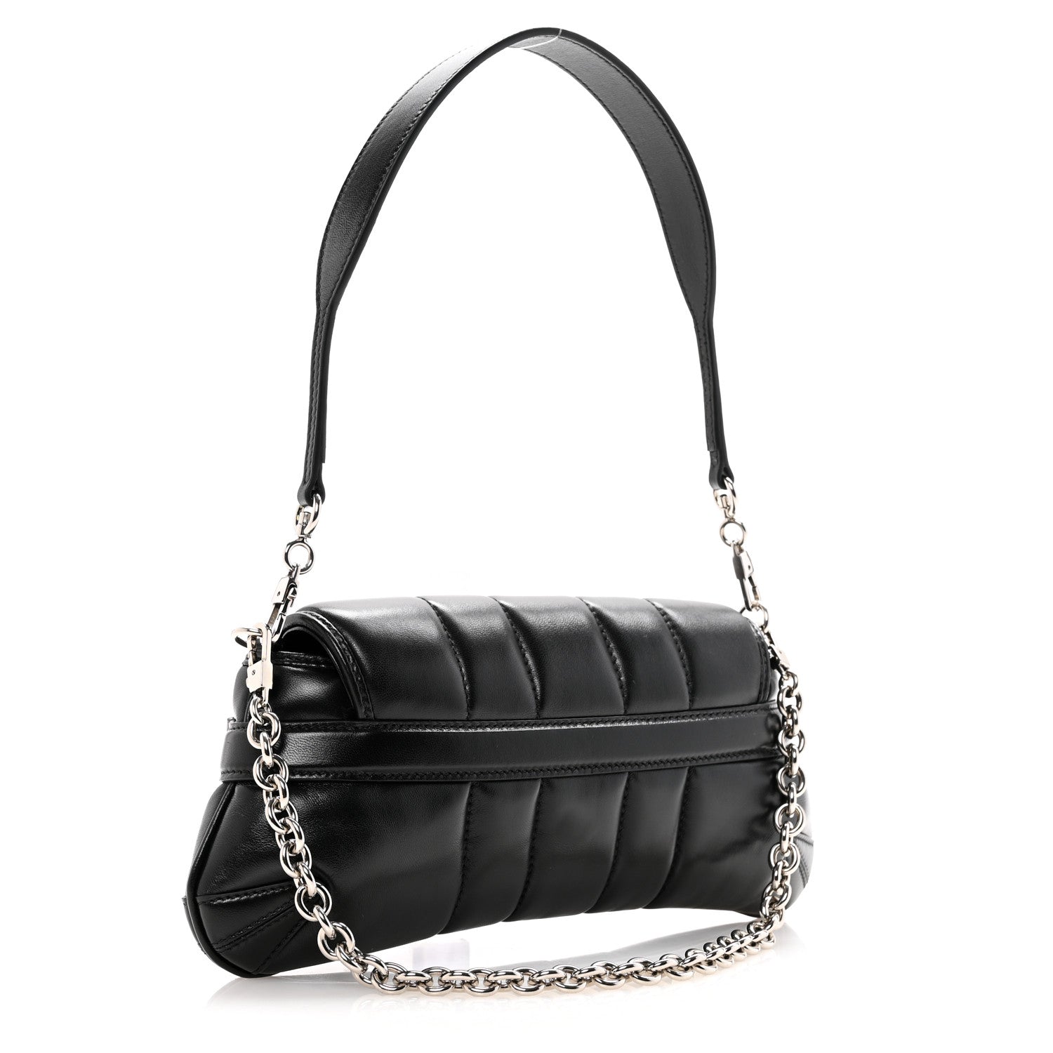 Gucci Nappa Vertical Matelasse Small Maxi Horsebit Chain Shoulder Bag Black 3 of 10