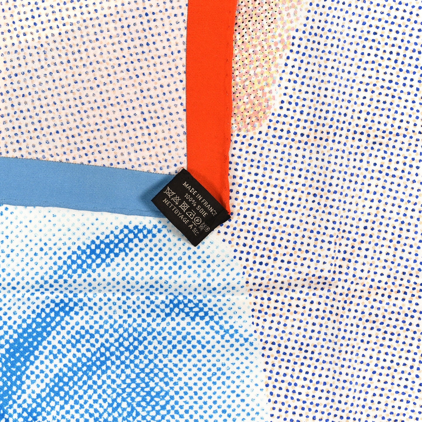 Vintage Silk Regard de Soie Scarf 70 Orange Bleu Brun