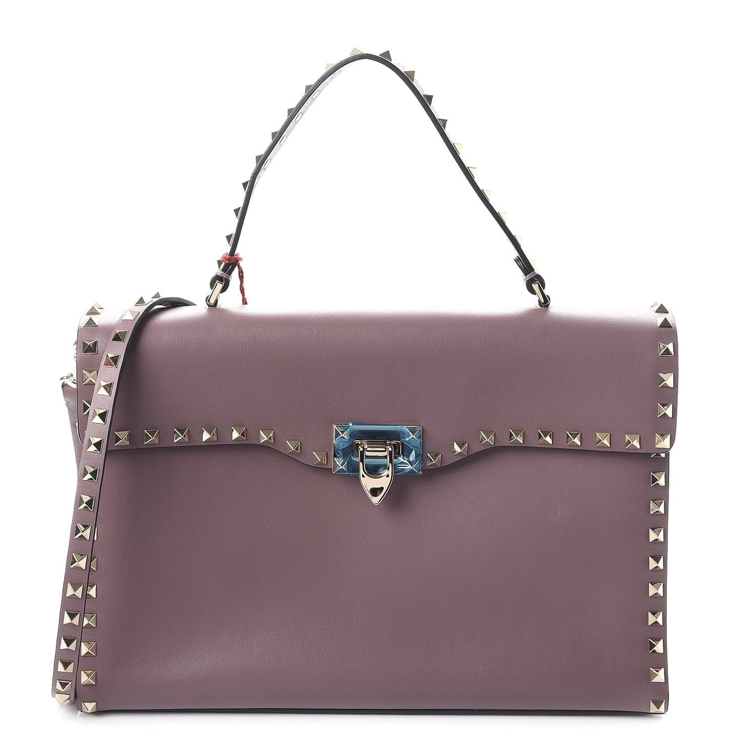 Calfskin Rockstud Single Handle Flap Bag Dark Mauve