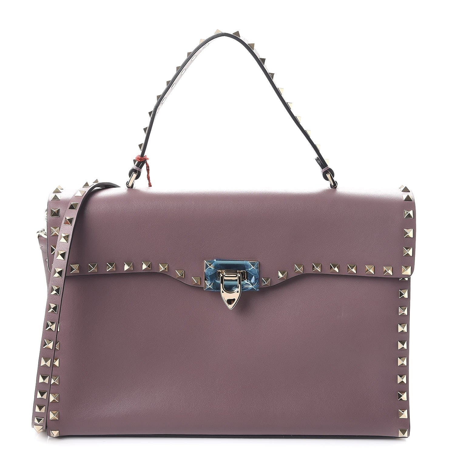 Valentino Garavani Calfskin Rockstud Single Handle Flap Bag Dark Mauve 1 of 9