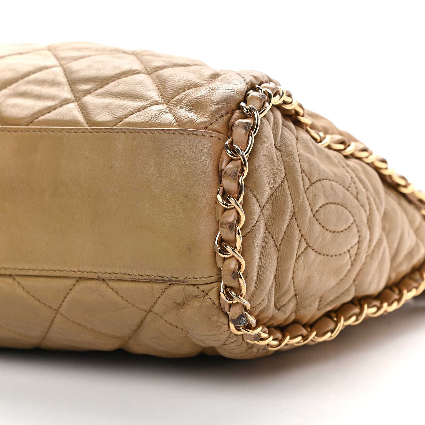Calfskin Quilted Medium Chain Me Hobo Beige
