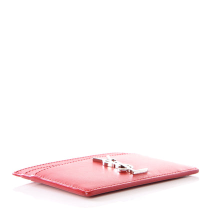 Saint Laurent Calfskin Monogram Credit Card Case Red 3 of 9