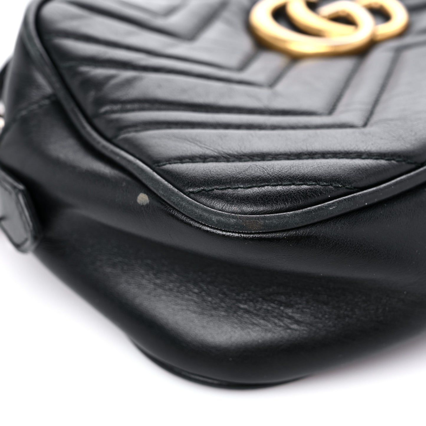 Calfskin Matelasse Small GG Marmont Chain Shoulder Bag Black