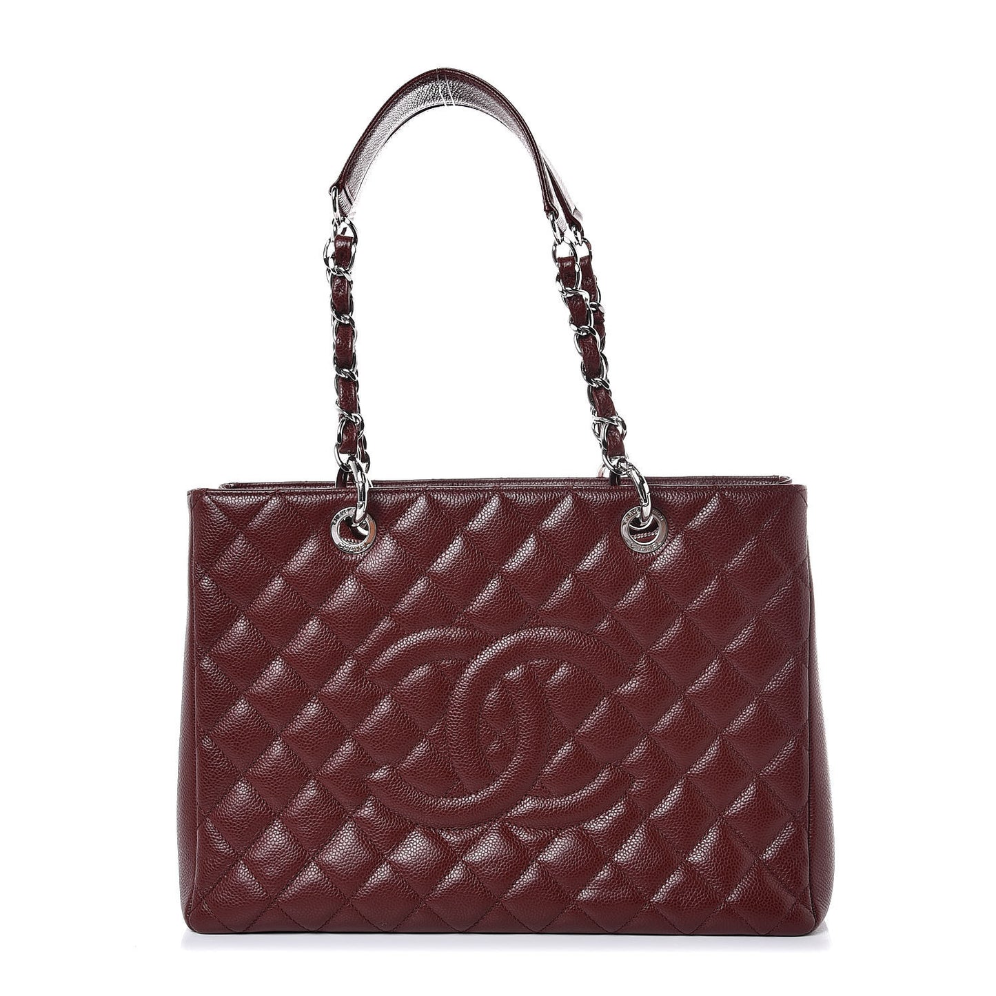 Caviar Quilted Grand Shopping Tote GST Dark Burgundy