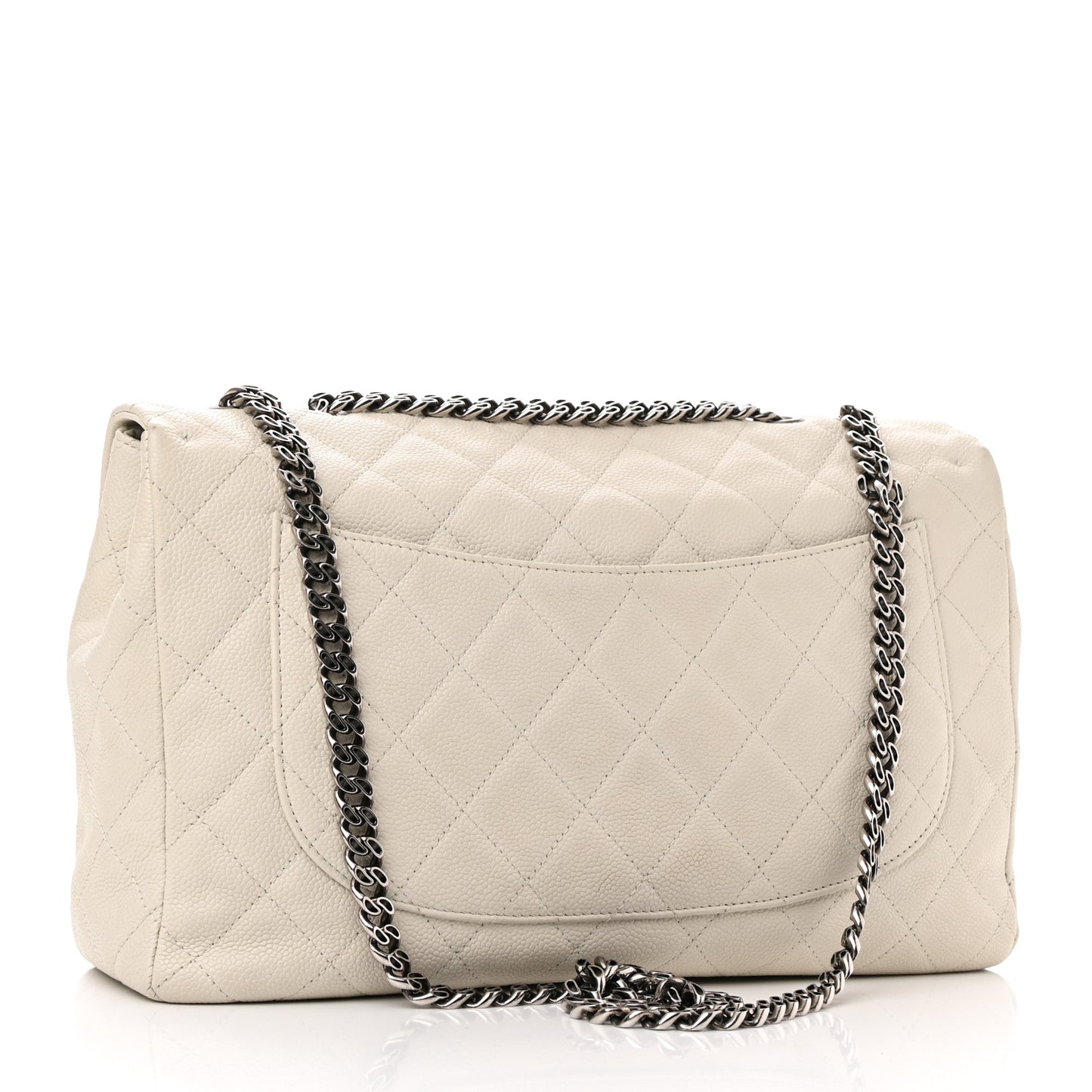 Caviar Quilted Jumbo Single Flap Bijoux Chain Ivory