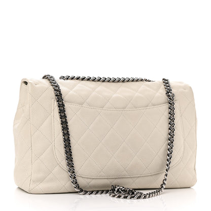 Chanel Caviar Quilted Jumbo Single Flap Bijoux Chain Ivory 3 of 14
