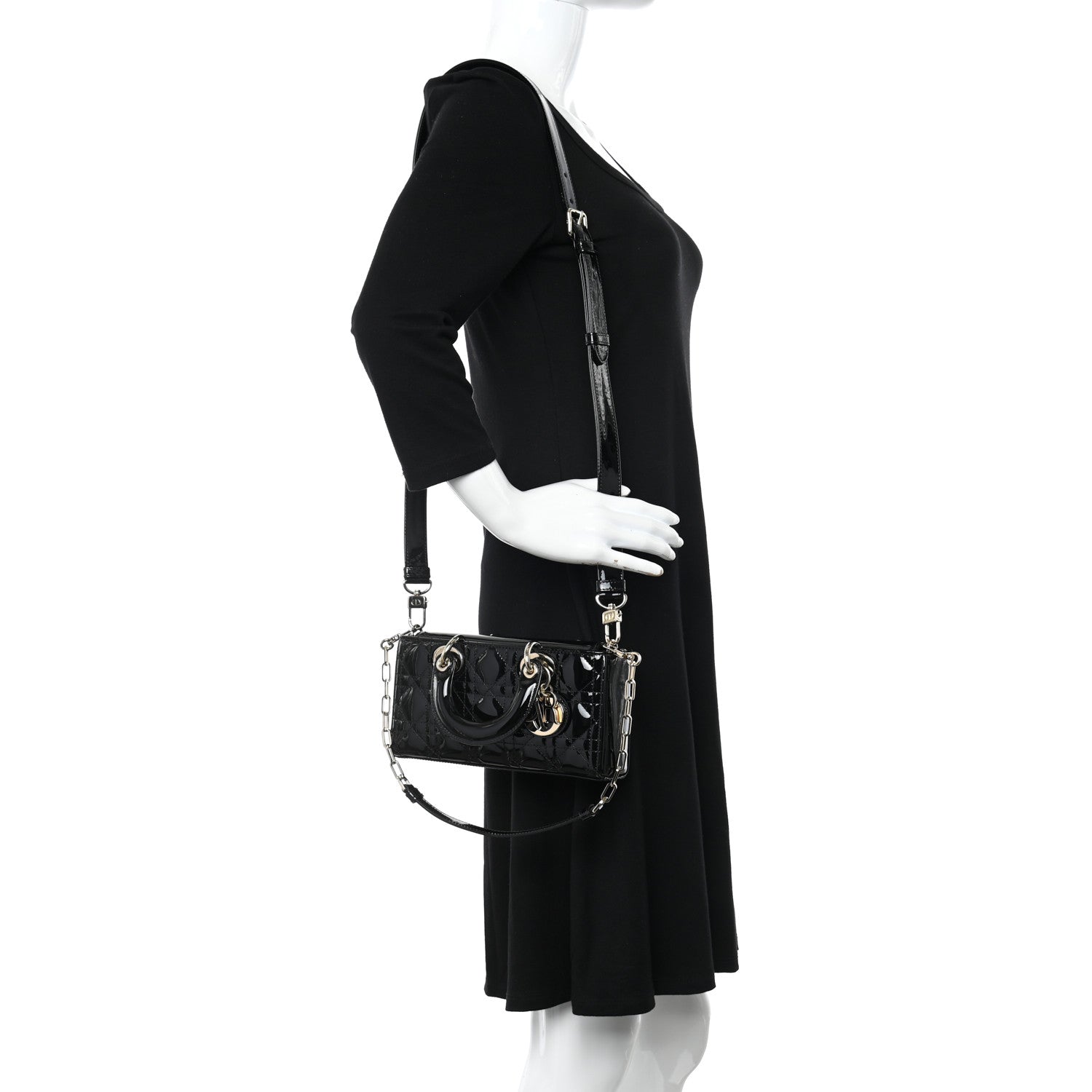 Christian Dior Patent Cannage Small Lady D-Joy Black 2 of 11