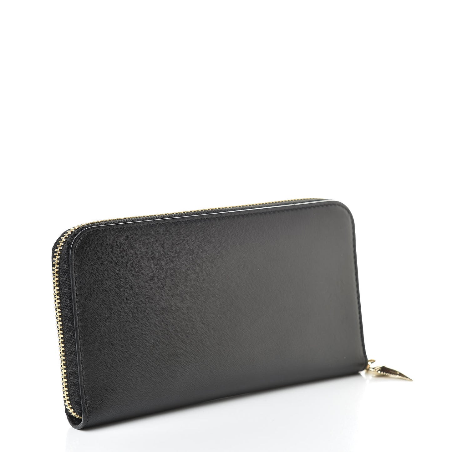 Lambskin Shark Lock Zip Around Wallet Black