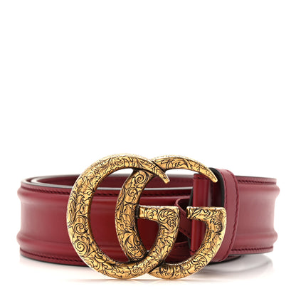 Gucci Ciny Lux Calfskin Patterned Double G 40mm Belt 85 34 Rubicund 1 of 5