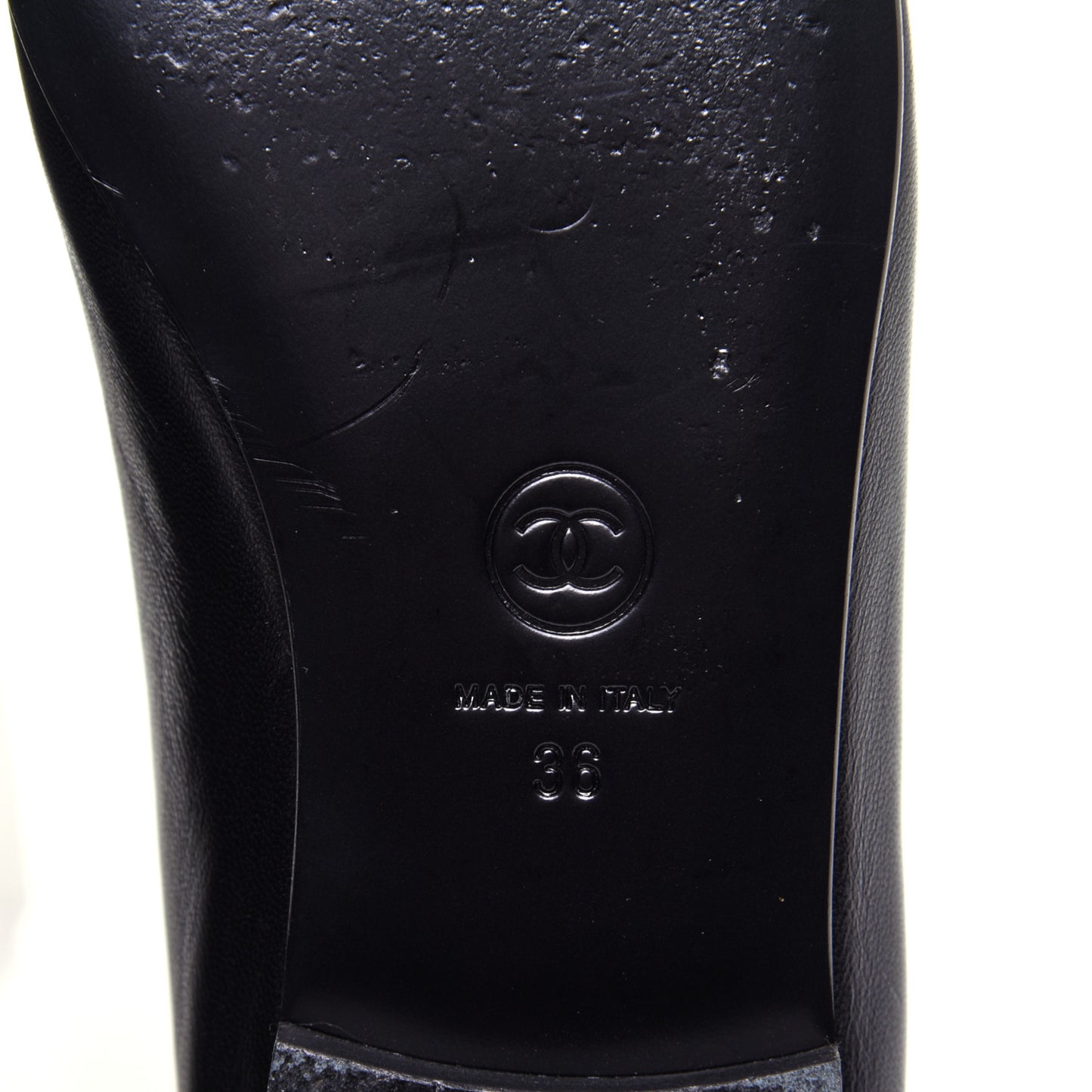 Lambskin Patent Calfskin CC Cap Toe Ballerina Flats 36 Black