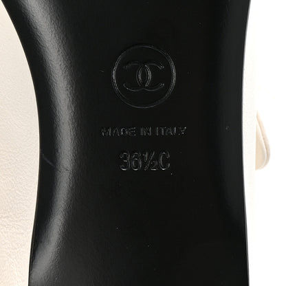 Chanel Lambskin Bow Mary Jane Flats 36.5 White Black 7 of 10