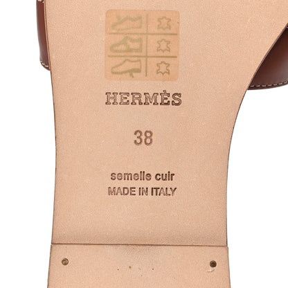 Hermes Box Calfskin Oran Sandals 38 Gold 6 of 14