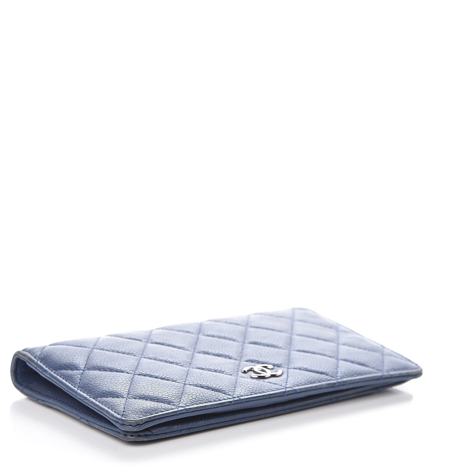Chanel Caviar Quilted Yen Wallet Blue 4 of 10