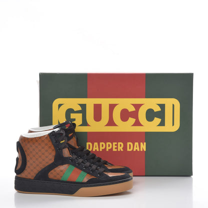 Gucci X DAPPER DAN Calfskin Suede GG Micro Monogram Womens High Top Sneakers 36 Black Cuir Ebony 10 of 10