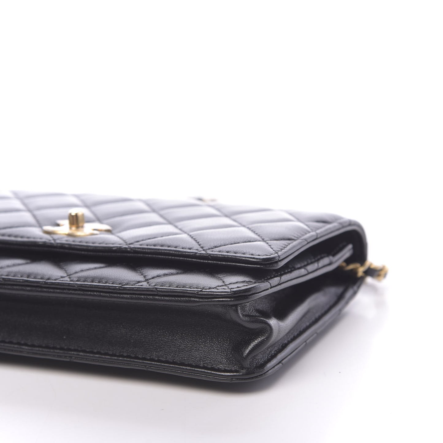 Lambskin Quilted CC Pearl Crush Wallet on Chain WOC Black