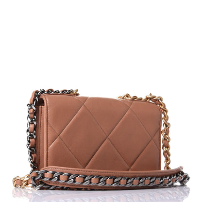 Chanel Lambskin Quilted Chanel 19 Wallet On Chain WOC Brown 2 of 3