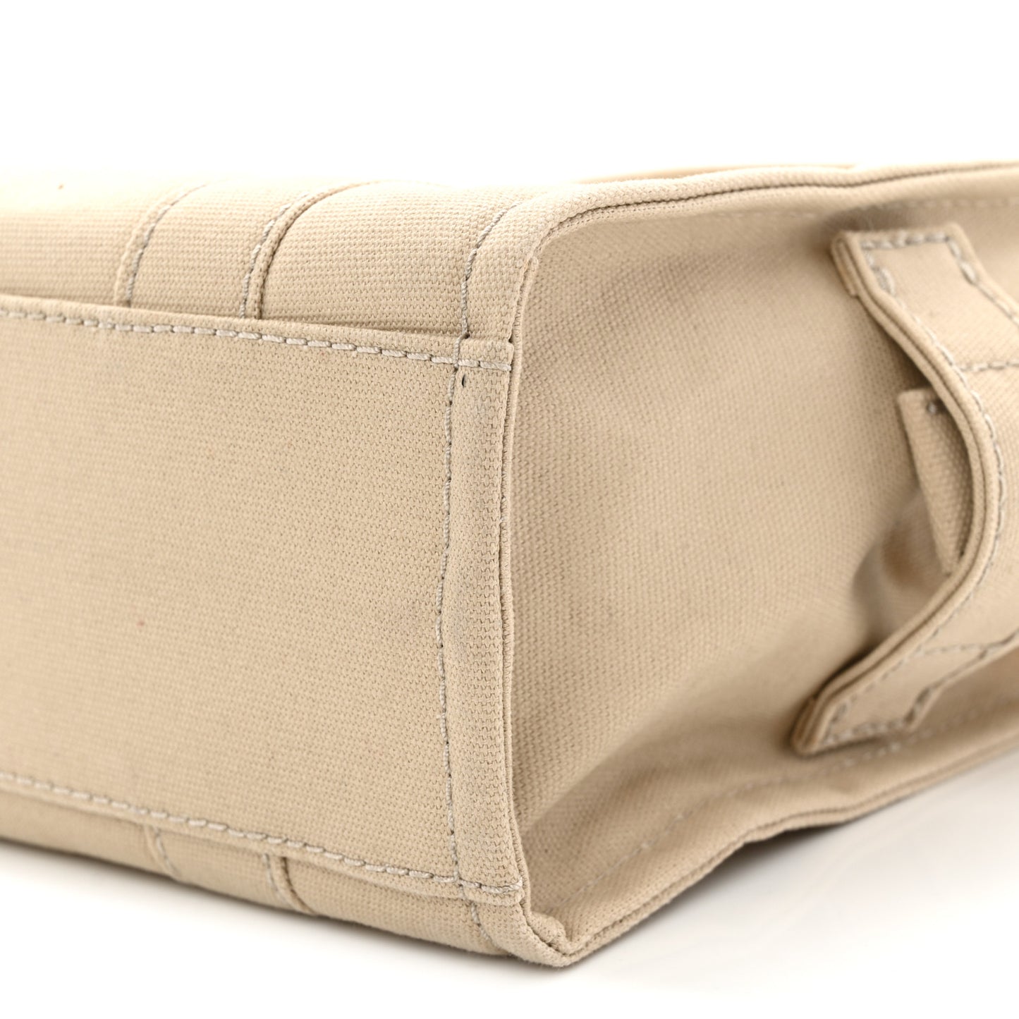 Cotton Canvas Colorblock Small The Traveler Tote Bag Beige Multicolor