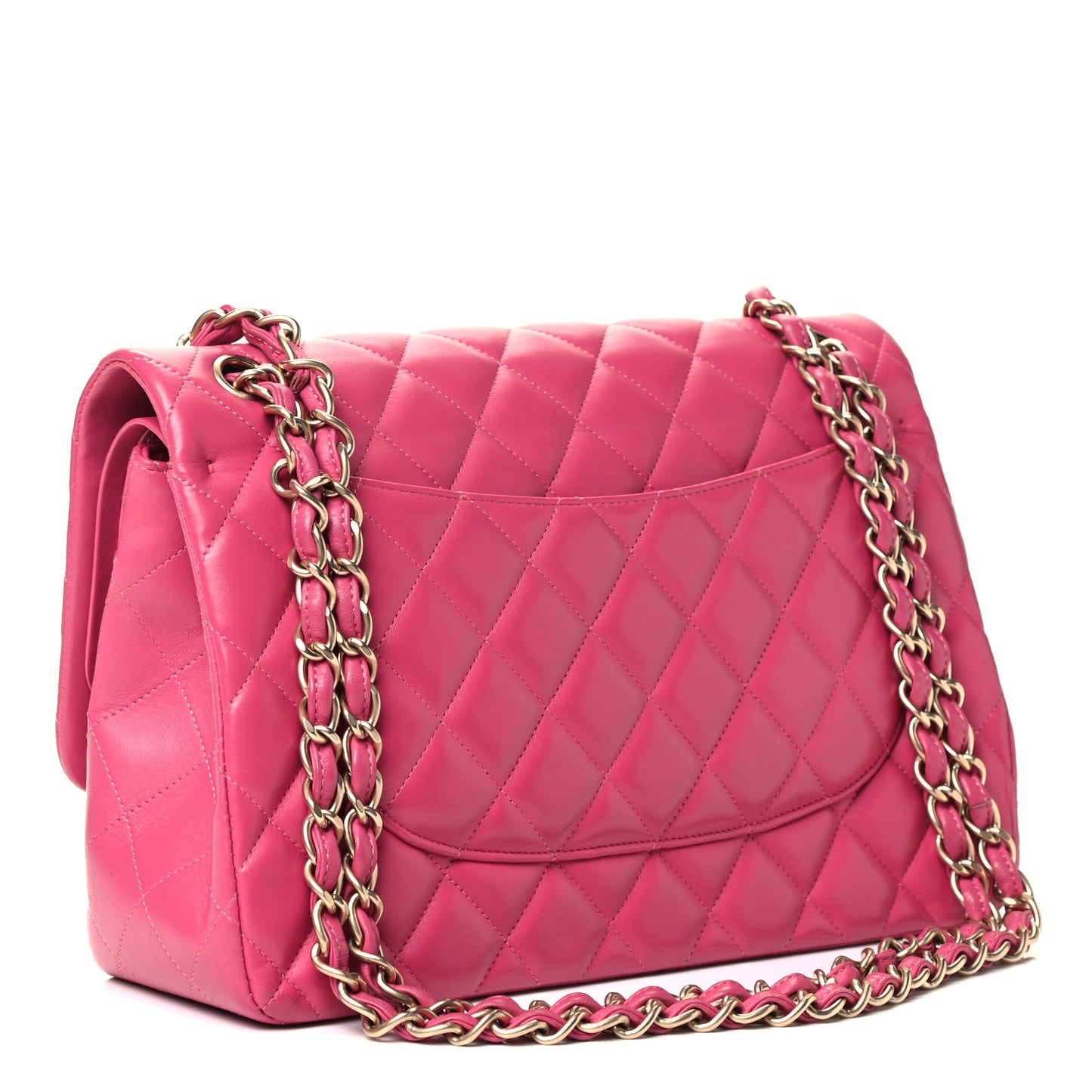 Lambskin Quilted Jumbo Double Flap Dark Pink