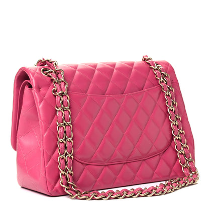Chanel Lambskin Quilted Jumbo Double Flap Dark Pink 2 of 4