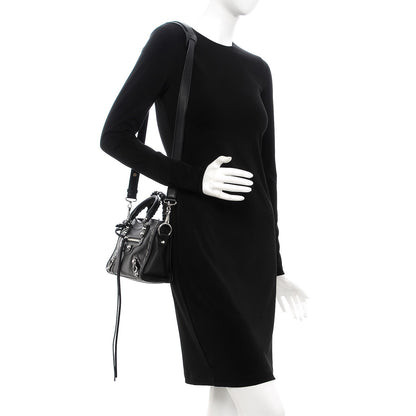 Balenciaga Calfskin Topstitch Classic Silver Hardware Mini City Black 2 of 7