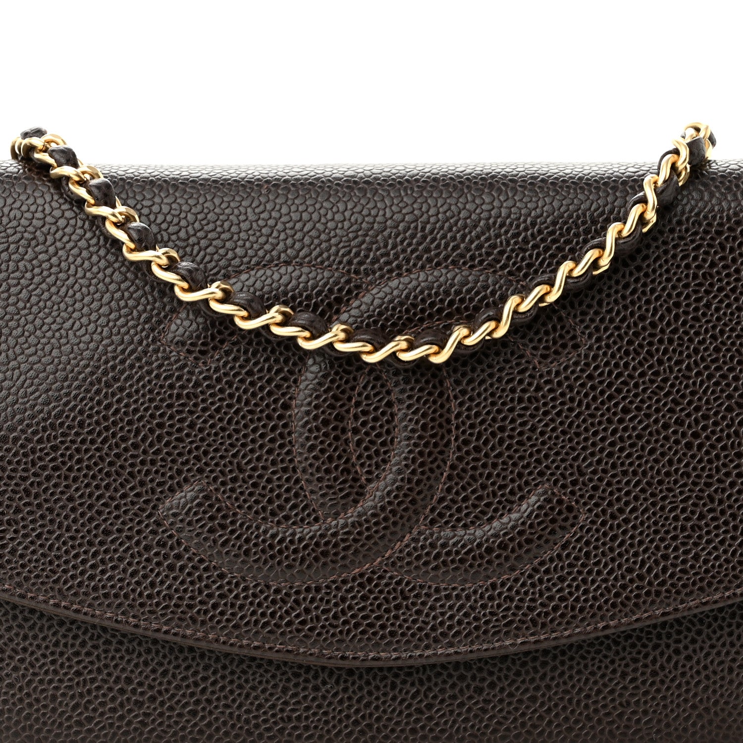 Chanel Caviar Timeless CC Wallet On Chain WOC Dark Brown 8 of 10