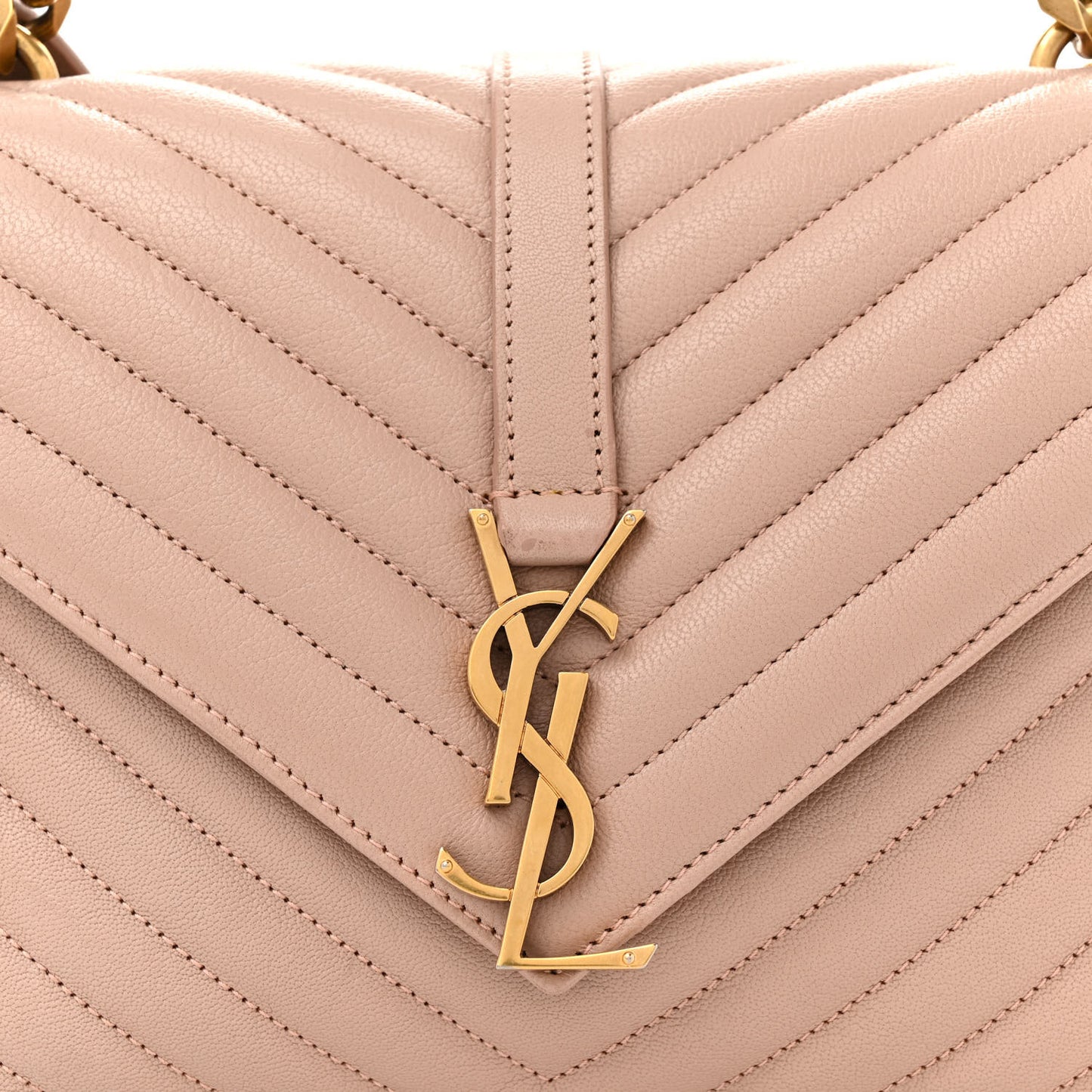 Sheepskin Matelasse Chevron Monogram Medium College Bag Rose Poudre