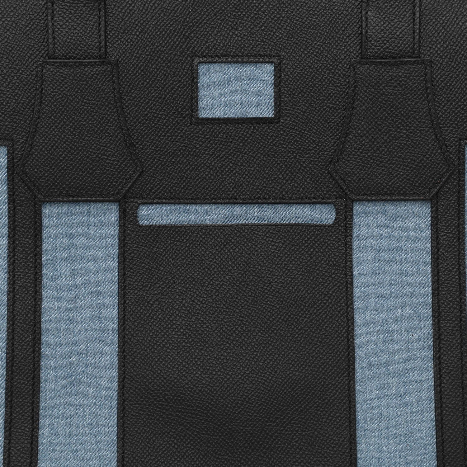Hermes Denim Canvas Epsom Petit H Bell Tote Bag Black 7 of 10