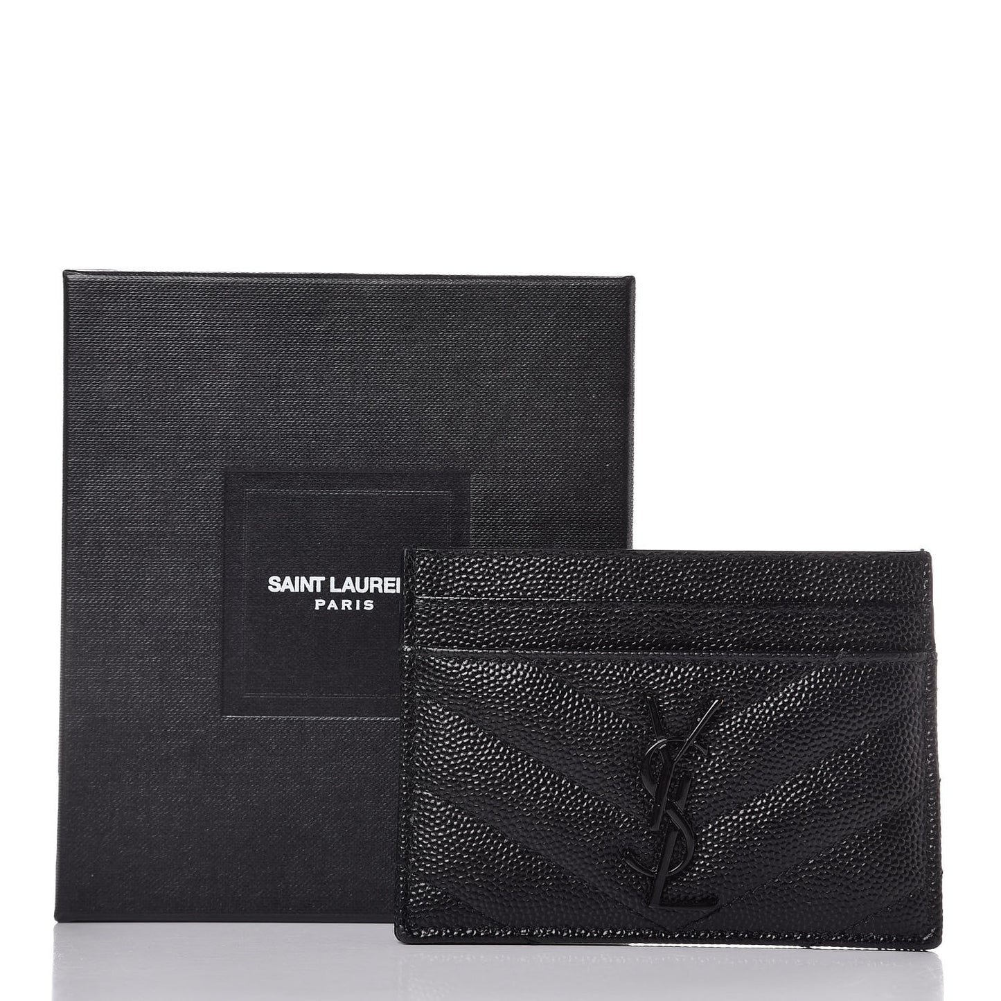 Grain De Poudre Matelasse Chevron Monogram Credit Card Case Black
