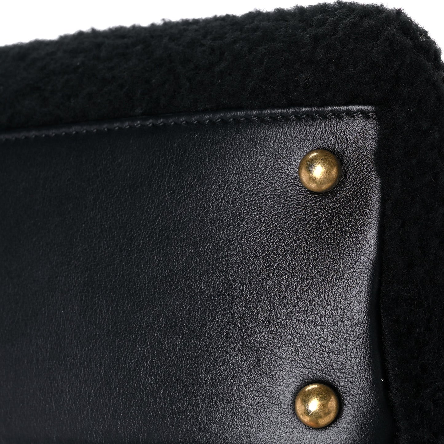 Shearling Lambskin Medium Coco Handle Flap Black