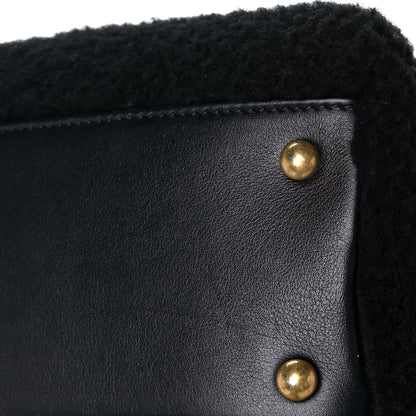 Chanel Shearling Lambskin Medium Coco Handle Flap Black 18 of 19