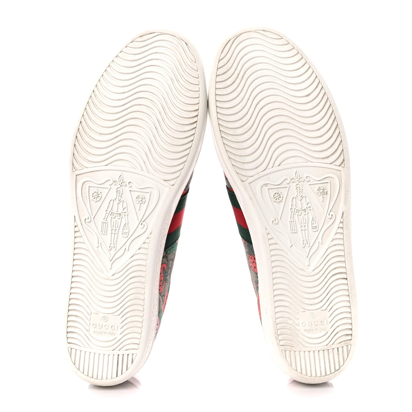 GG Supreme Monogram Strawberry Web Womens Ace Sneakers 40 Beige Multicolor Red Green