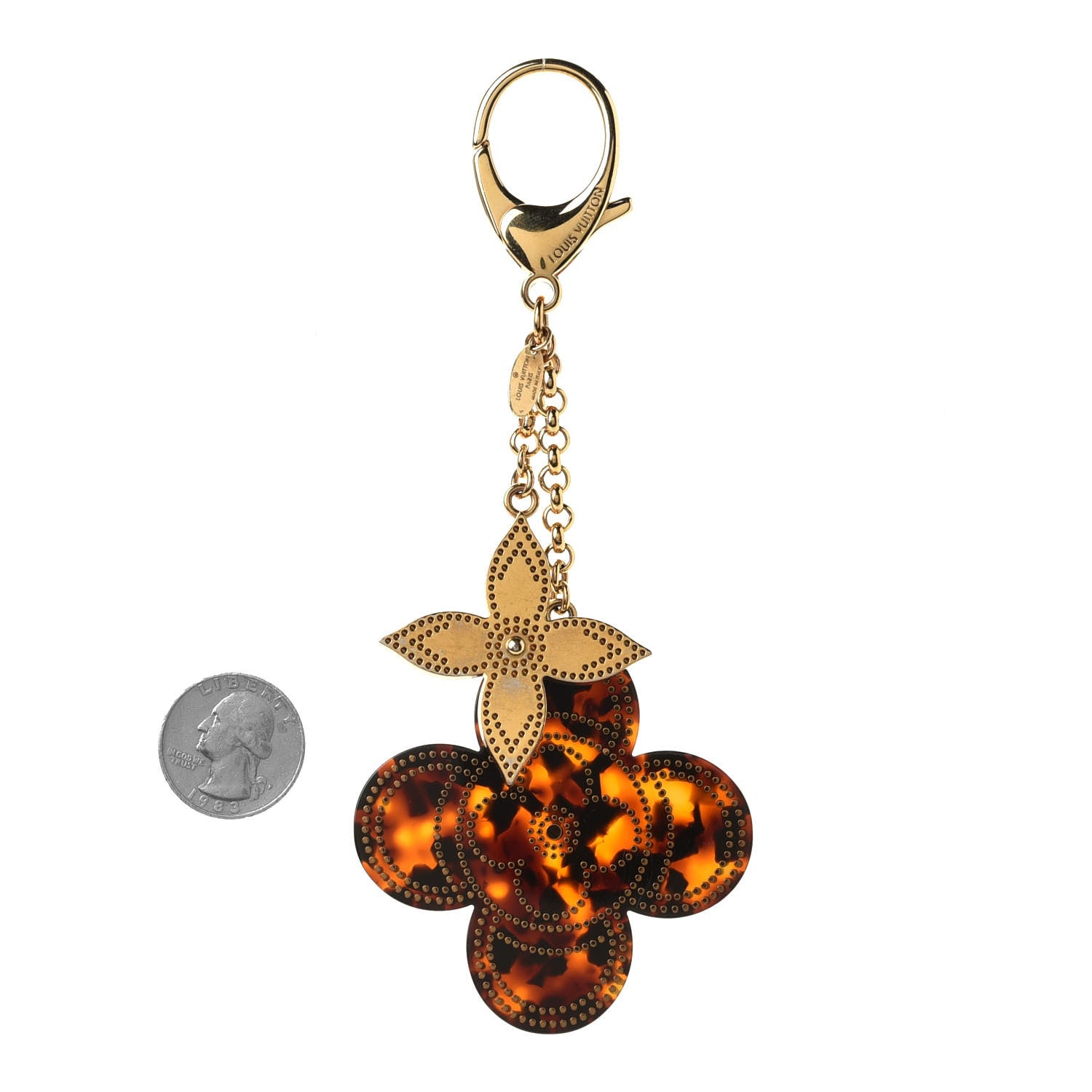 Louis Vuitton Stipply Flower Bag Charm Tortoise 2 of 4
