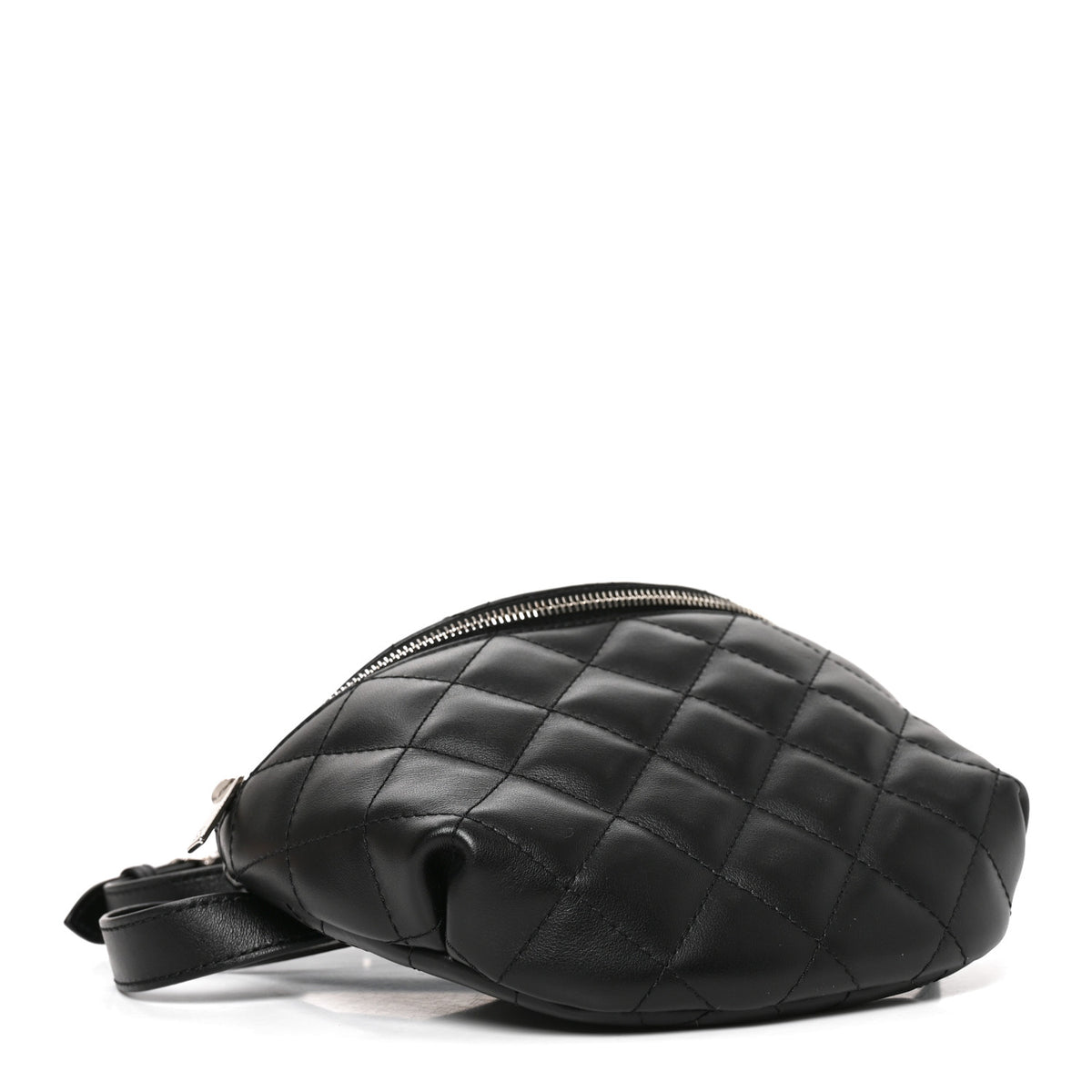 Calfskin Quilted Uniform Waist Belt Bag Black