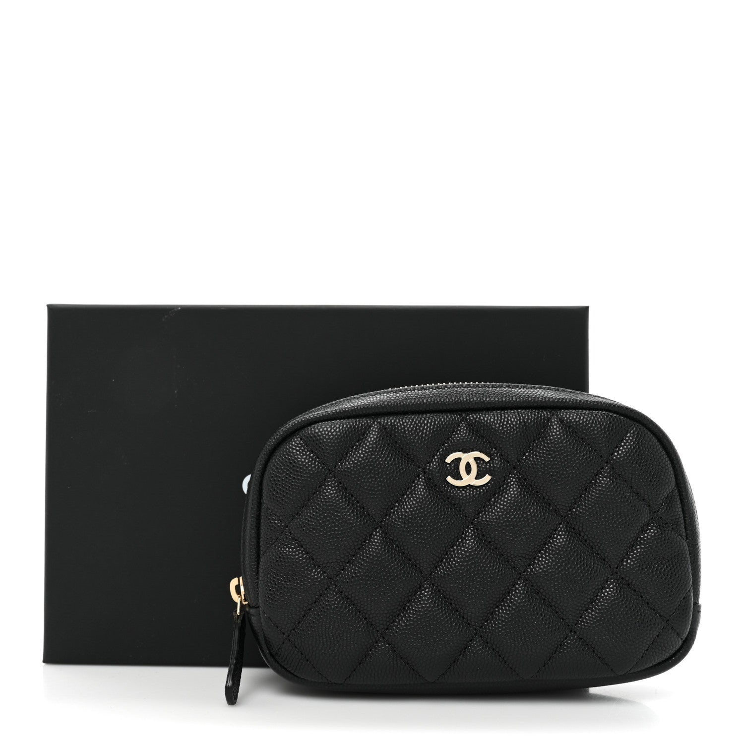 Chanel Caviar Quilted Small Curvy Pouch Cosmetic Case Black 10 of 10
