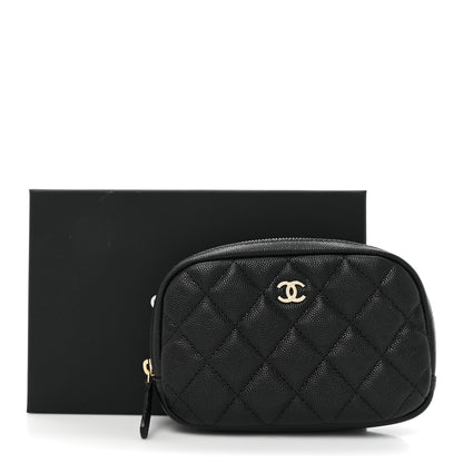 Chanel Caviar Quilted Small Curvy Pouch Cosmetic Case Black 10 of 10