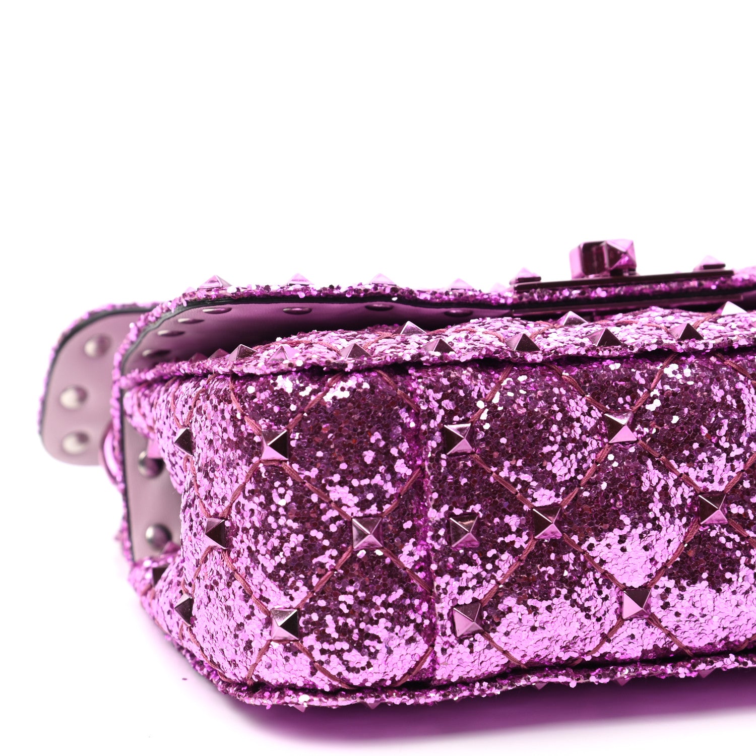 Valentino Garavani Glitter Mini Rockstud Spike Shoulder Bag Water Lilac 8 of 9