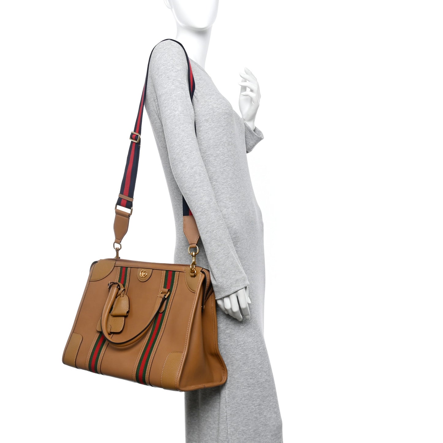 Koi Calfskin Small Bauletto Duffle Top Handle Bag Camel